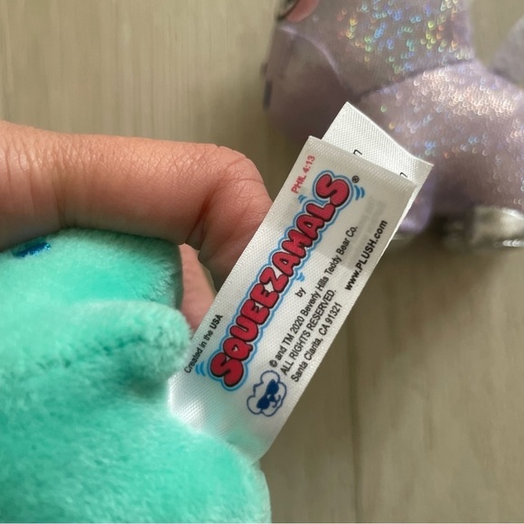 Squeezamals set of two Unicorn Dinosaur Green Triceratops and Pegasus - Picture 3 of 5